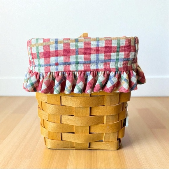Vintage 1998 Longaberger Basket – Plaid Ruffle Liner, Divider, Bunny Tie-On - Picture 5 of 14